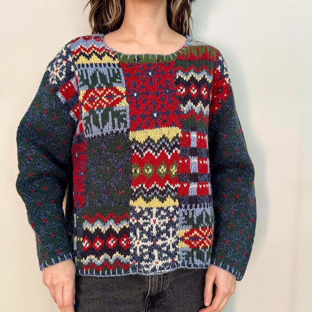 Vintage Liz Claiborne Lizwear Knitted
By Hand Wool Christmas
Grandma Sweater M